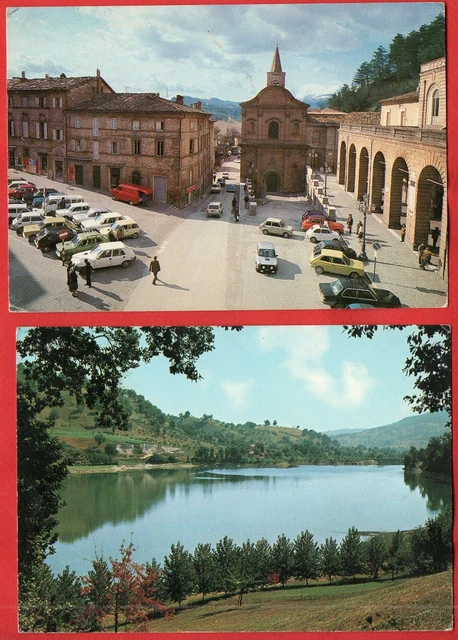 Amandola -2 Cartoline Viaggiate- Piazza E Lago- Fermo