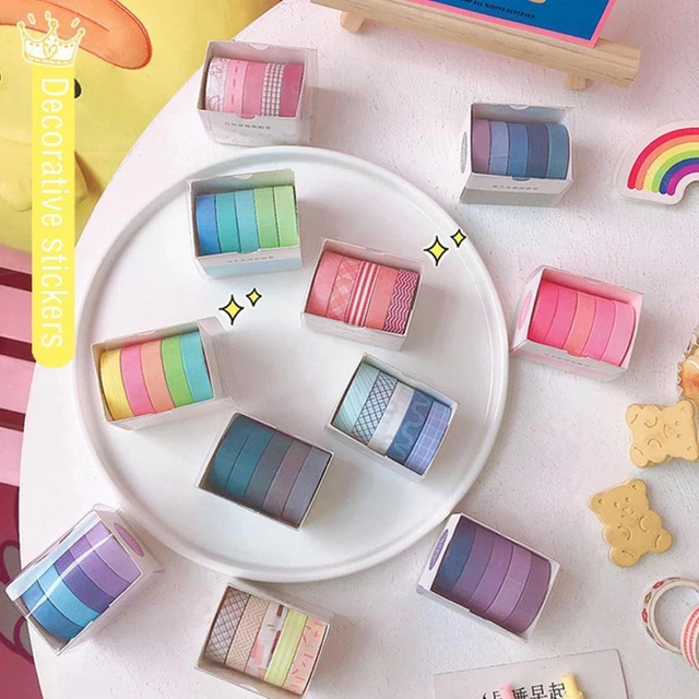 Juego de cintas Washi hágalo usted mismo enmascaramiento adhesivo álbum de recortes papeles papelería pegatina N6K2