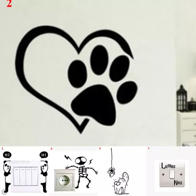 Switch Sticker 3D Cat Dog Cartoon Wall Decal Mural Art Kids Room Home Decor DIY