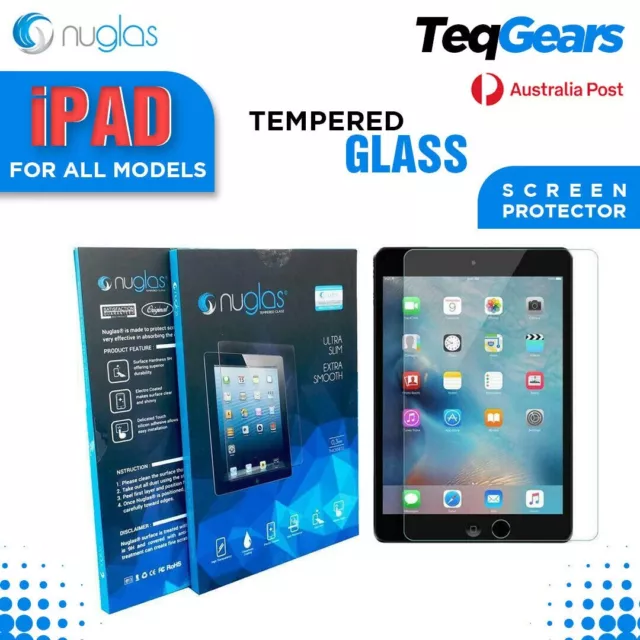 NUGLAS TEMPERED GLASS SCREEN PROTECTOR FOR iPAD 5 6 7 8 GEN AIR 11 12.9"