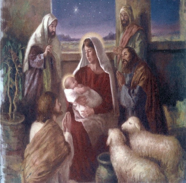 Buey calcomanía de cerámica tobogán acuático escena de Navidad 1 pieza 6"" X 6