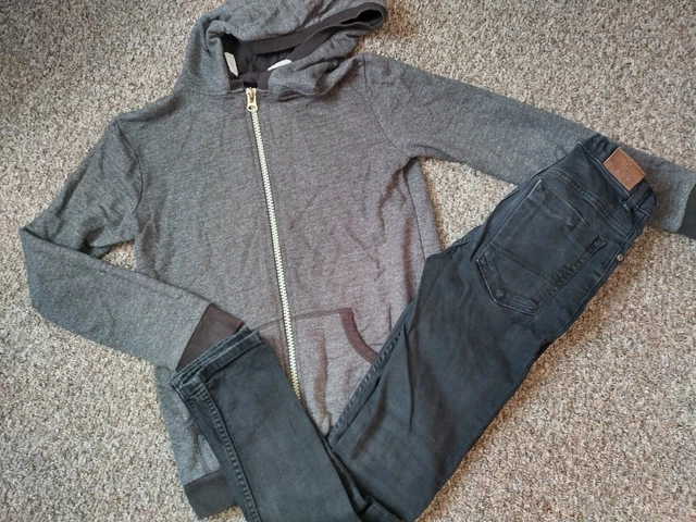 Boys River Island Outfit Hooded Zip Up Jumper And Jeans 11-12 Years