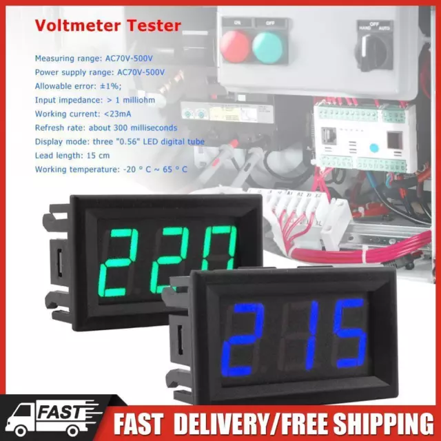 AC70-500V Voltage Detector LED Display 2 Wires Digital Voltmeter Gauge for Car D