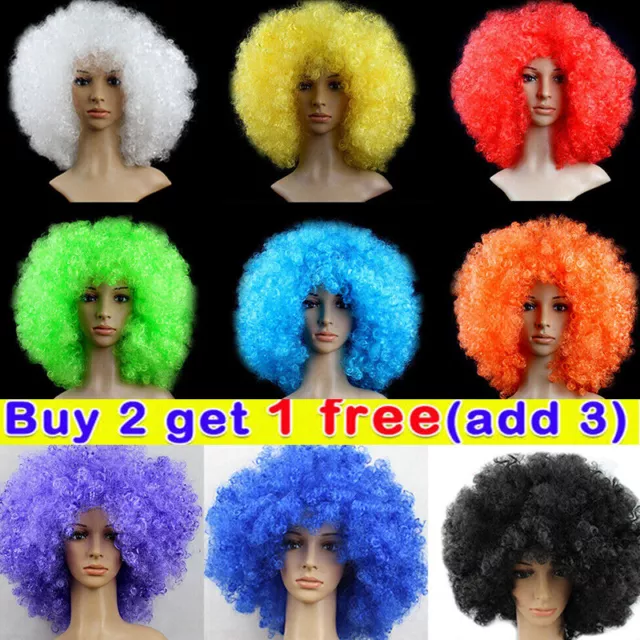 Explosive Colourful Fancy Curly Afro Wig Fun Disco Halloween Costume Party