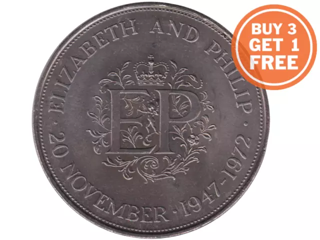 1972 Crown Unc Silver Jubilee Wedding Crown Coin Queen Elizabeth Ii Phillip