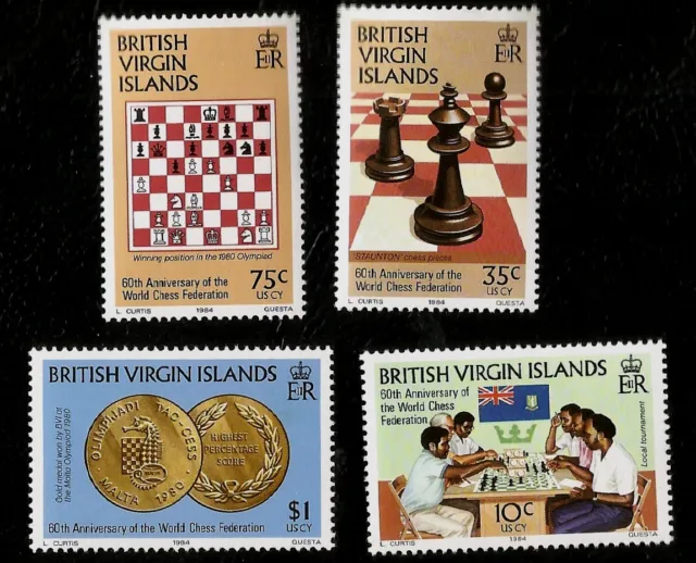 Chess Federation Mint Stamps Virgin Islands Schach Verband Jungferninseln Marken