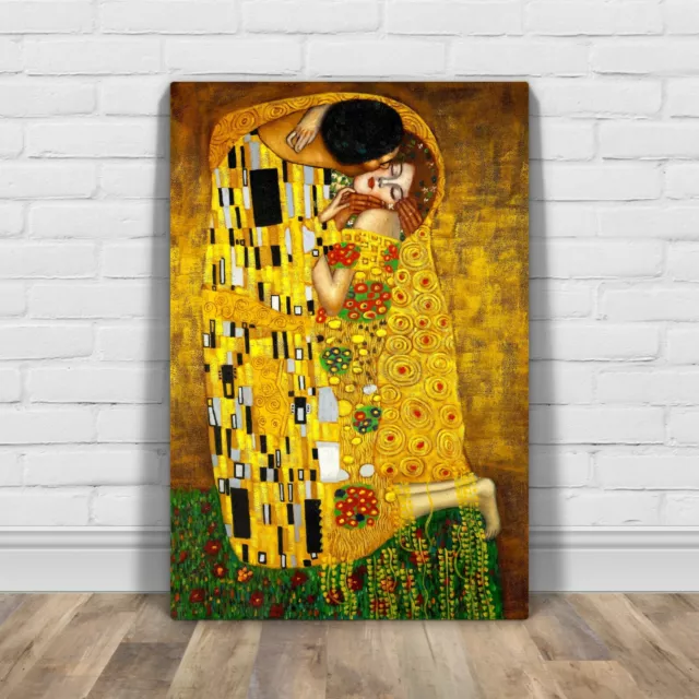 Gustav Klimt THE KISS Fine Art Giclee Canvas Wall Art Print. Gold Painting