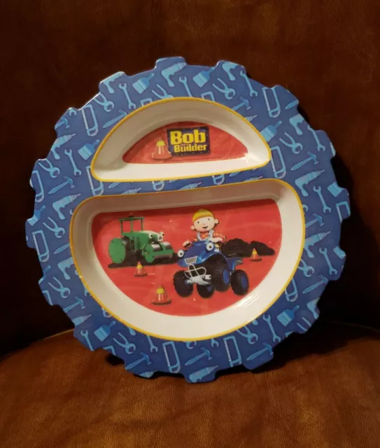 BOB The BUILDER Child's Toddler Plate Melamine Plastic 8” Compartments