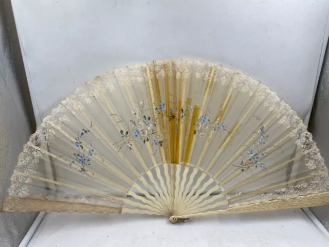 Antique Silk Leaf Folding Hand Fan (14)