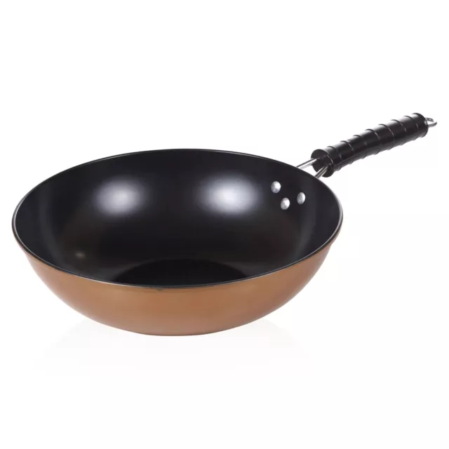 Copper Carbon Steel Induction Wok Chinese Stir Fry Non Stick Frying Pan 30cm 12"