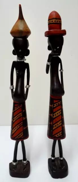2 X Collectible Vintage Ornament Hand carved Kenyan African Masai Wooden Figures