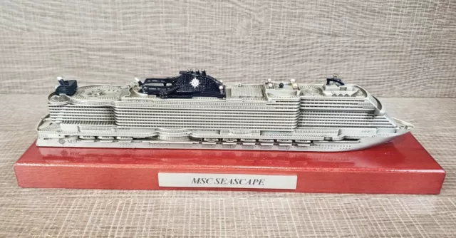 MSC SEASHORE Cruise Ship Model Press-Cast Metal on Wood Base 11"Made Italy  MINT