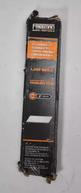 Freeman Nails 15 Gauge 34° Angle Stainless Steel 2" 1000 Pack SSAF1534-2