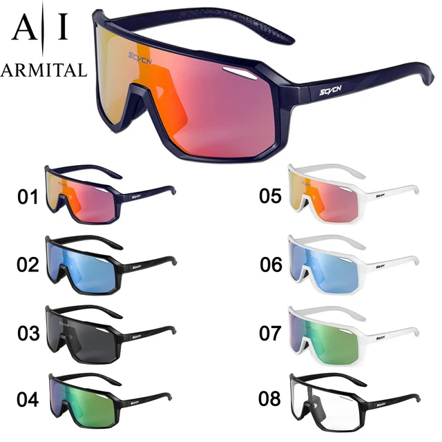 Occhiali Da Ciclismo Fotocromatici UV400: Lenti Policarbonato Multicolore Per Uomo E Donna (Unisex)