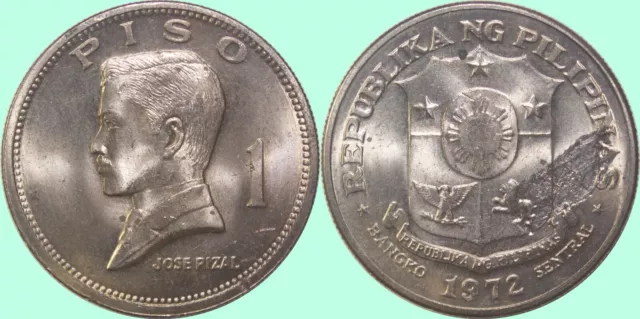 1972 Philippines Piso / Peso ~ STRIKE THRU ERROR ~ BU ~ KM#203 ~ Y690