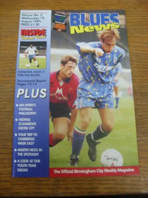 25/08/1992 Birmingham City v Exeter City [Football League Cup] [Programme Dated: