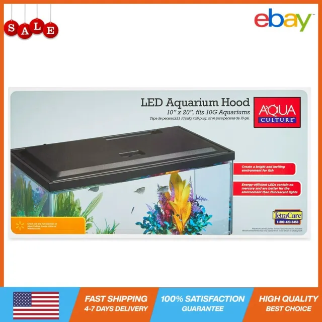 LED 10 Gallon Aquariums Fish Tank Hood with Long-life LED Light for Home, Office