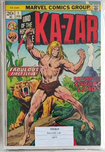 1974 Vintage Collectible Ka-Zar Vol 2 Complete Series 1/20 Marvel Comics