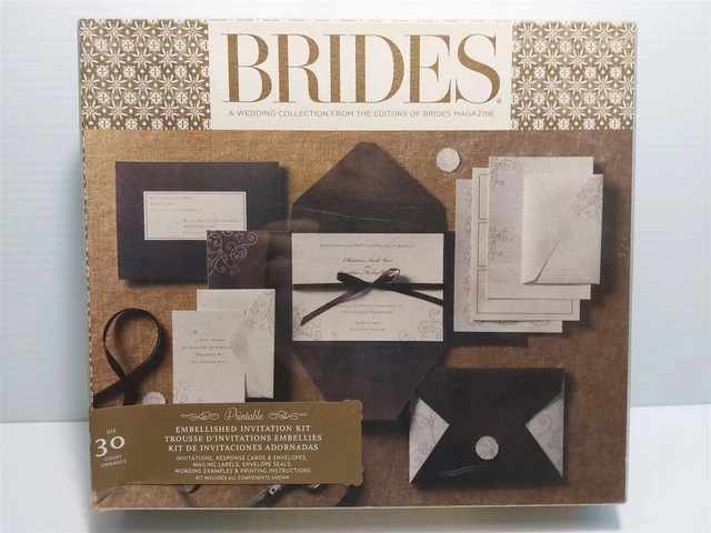 BRIDES - 30 Count Printable Embellished Wedding Invitation Kit - Brown (2) $40.00 - PicClick CA