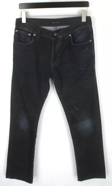 Nudie Jeans & Co. Thin Finn Black Coated Indigo Hommes W32 L29 Braguette Zip