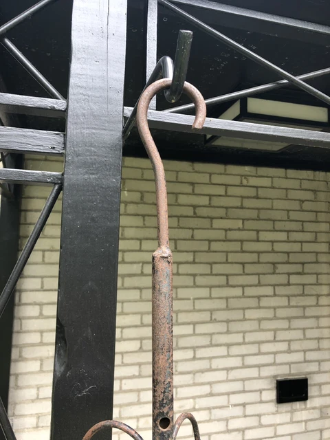 Rustic 19th Century Hand Forged Wrought Iron Outdoor Candle Lantern 2
