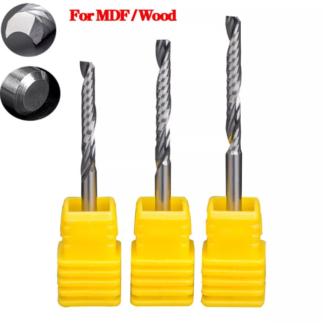 Tungsten Steel End Mill Single Flute Spiral Router Bit Slot Drill For MDF / Wood