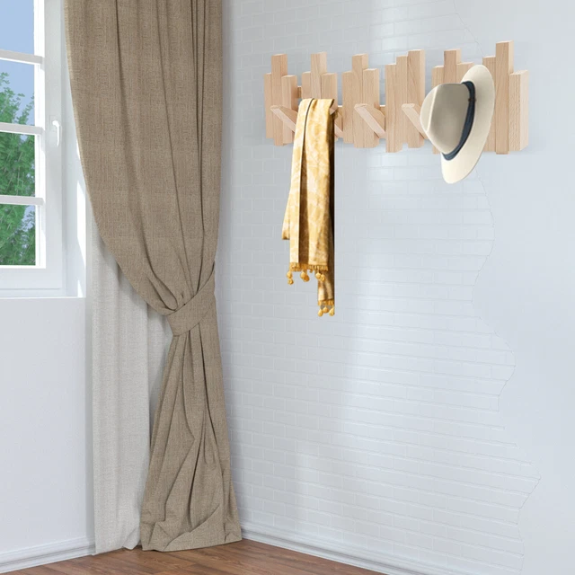 3 Hooks Wall Mounted Solid Wood Dormitory Organizer Hat Clothes Rack Durable