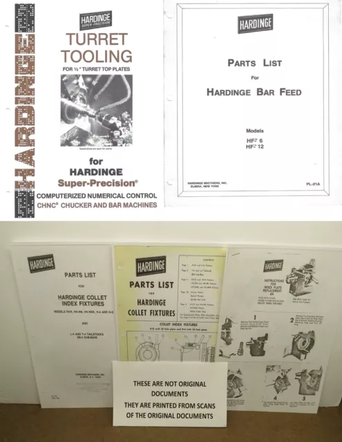 Hardinge Tooling, Parts And Maintainence Manuals