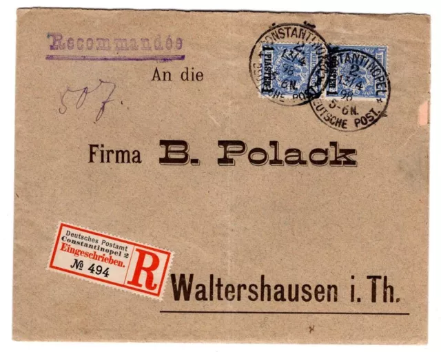 Türkei 1898 FIRMEN R-Brief als schöner Vordruck (AA4316