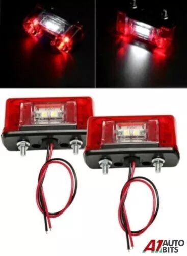 2x LED Lights Front Rear License Number Plate Lamps Truck Trailer Van Bus 12-24V