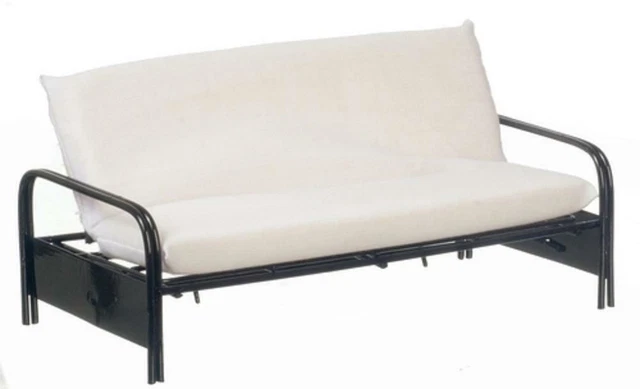 Maison de Poupées Noir Futon Canapé Lit Miniature Chambre à Coucher Meuble Salon