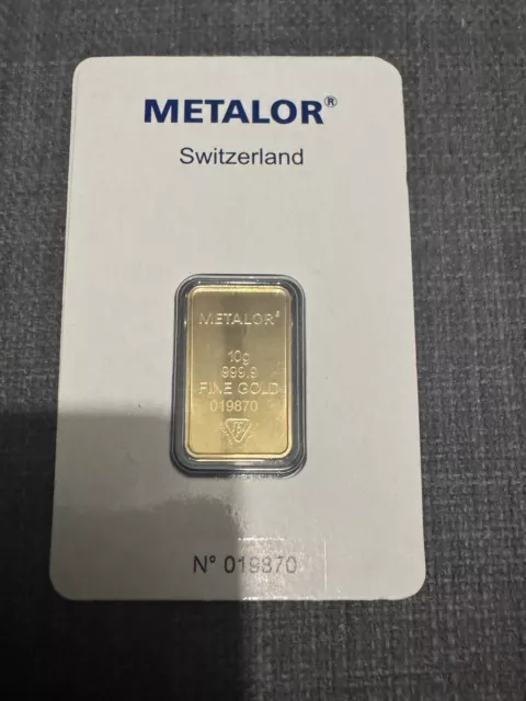 Metalor 10 Gram Gold Bar 999.9 Fine Gold