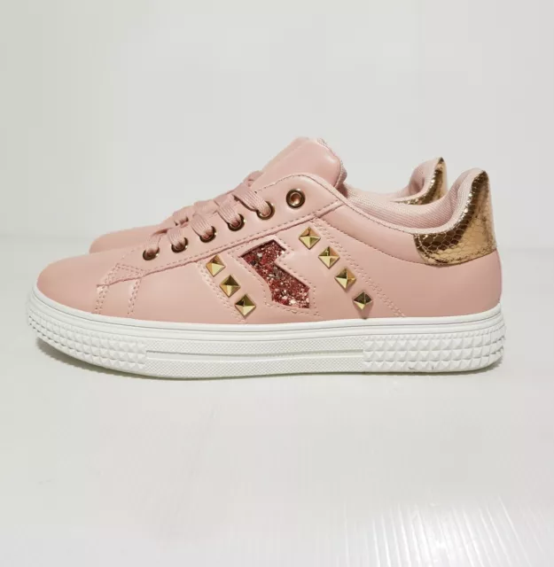 Nuove scarpe da donna Sneakers basse con lacci Rosa con borchie EU 40 / US...