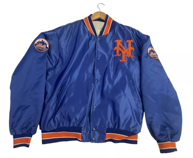 100% Authentic NEW YORK METS JACKET SATIN BOMBER MADE IN USA  Size XL