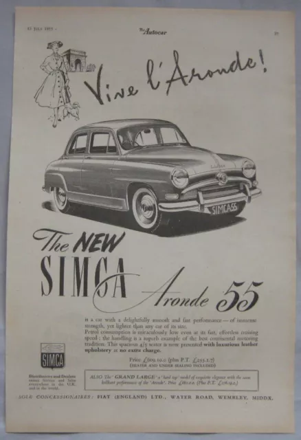 1955 Simca Aronde 55 Original advert No.1