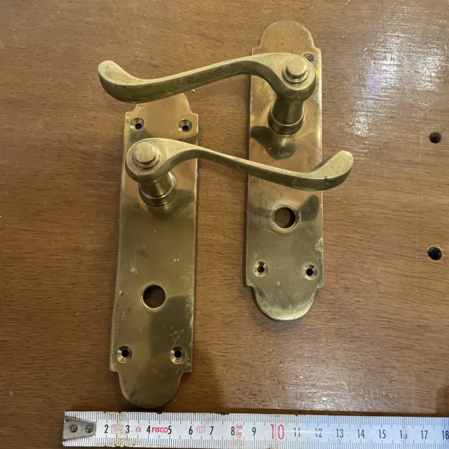 solid brass lever door handles pair reclaimed salvaged SA