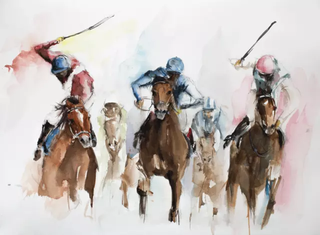 "Newbury Horse Racing" by T.MIKUTEL LTD Ed. GICLEE print of my original painting