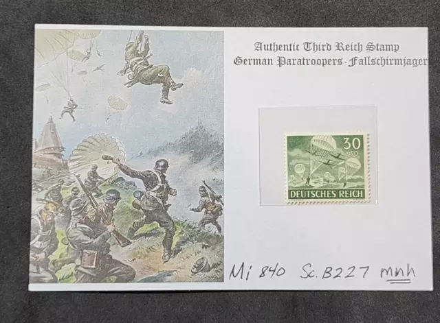 WW2 WWII Nazi German Third Reich military Luftwaffe PARATROOPERS stamp art card