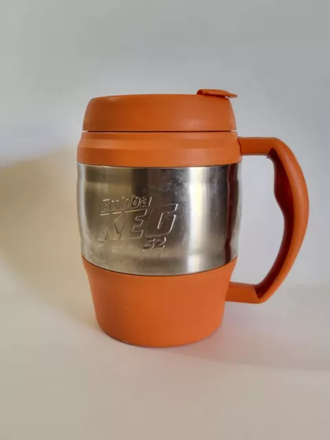 BUBBA KEG 52oz Insulated Travel Mug Orange Lid Flip Flop Stainless Steel Handle