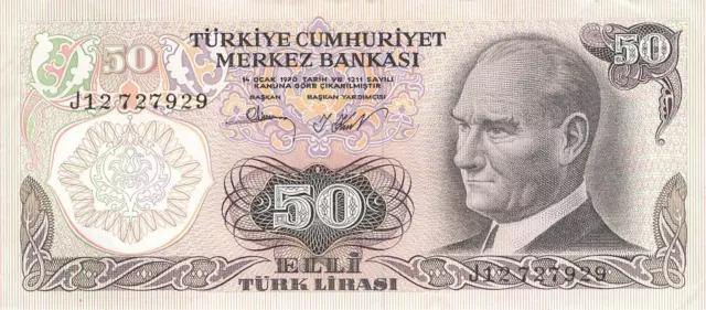 Türkei Turkey 50 Lira L.1970 (1976) gebraucht -Serie J-