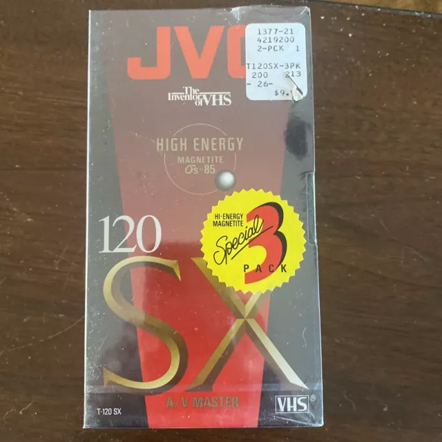 Lot of 3 JVC T-120 SX  Gold 6-Hour Premium Blank Video VHS Tapes New Sealed