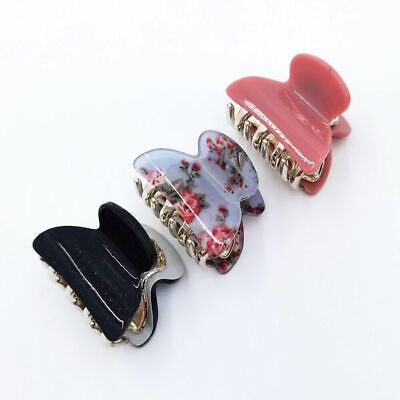 Women Acrylic Flower Hair Claw Small Glitter Hairclips Make Up Barrette 3Pcs/Lot