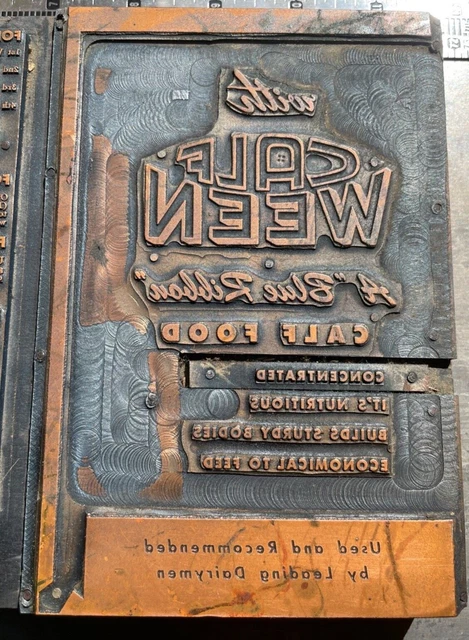 Calf Ween Vintage letterpress advertising printing Block - Copper Clad