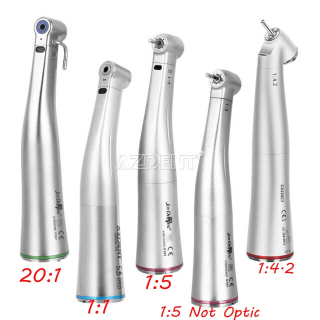 NSK Dental Low Handpiece LED Fiber Optic 20:1 1:1 1:5 45° Implant Contra Angle