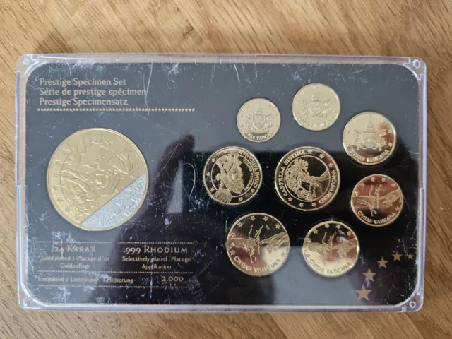 Vatikan Sixtinische Kapelle Prestige Specimen Kursmünzensatz 24 Kt Goldauflage