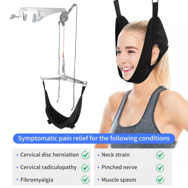 Over Door Hanging Neck Cervical Traction Device Stretch Gear Brace Home Care 3