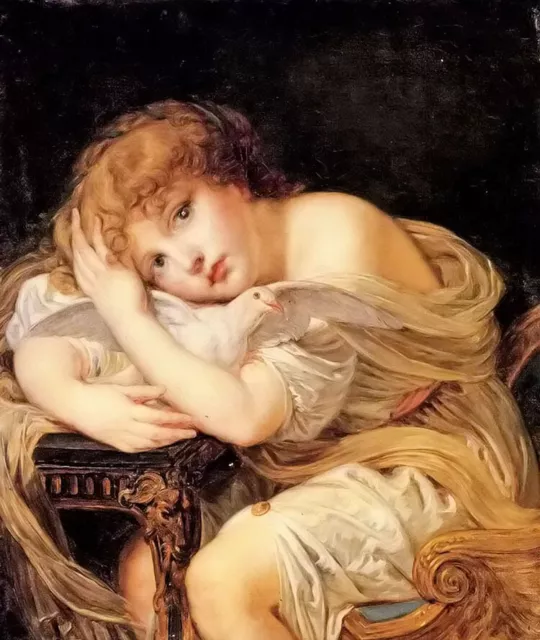 Oil painting Jean-Baptiste Greuze - la jeune fille a la colombe young girl dove