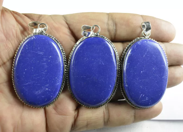 Blau Lapislazuli Edelstein 925 Sterling Versilbert Anhänger Großhandel Viele