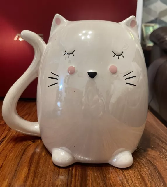 Cute Pearl Effect Ceramic Cat Money Box
