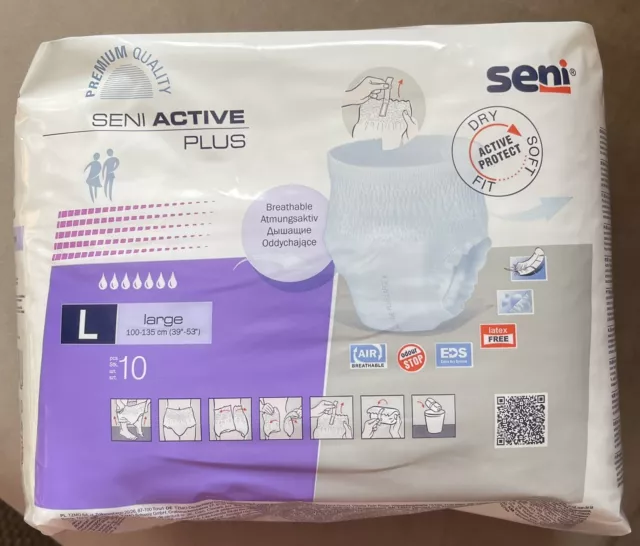 4 x 10 Stück Seni Active Plus Pants Gr. L Inkontinenzslips 40 Stück